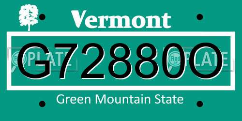 G72880O Vermont License Plate