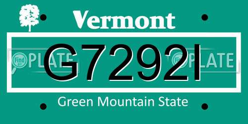 G7292I Vermont License Plate