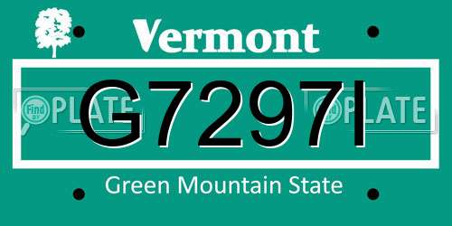 G7297I Vermont License Plate