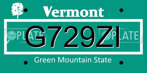 G729ZI Vermont License Plate