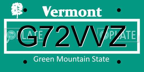 G72VVZ Vermont License Plate