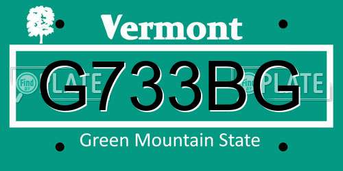 G733BG Vermont License Plate