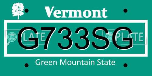 G733SG Vermont License Plate