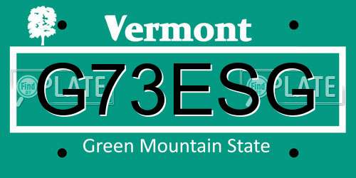 G73ESG Vermont License Plate