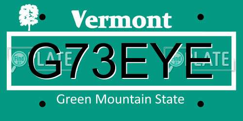 G73EYE Vermont License Plate