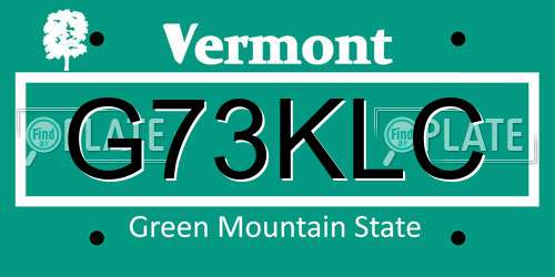 G73KLC Vermont License Plate