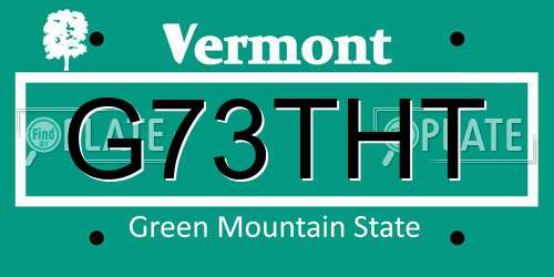 G73THT Vermont License Plate