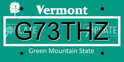 G73THZ Vermont License Plate