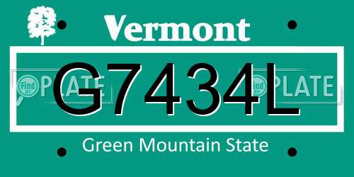 G7434L Vermont License Plate