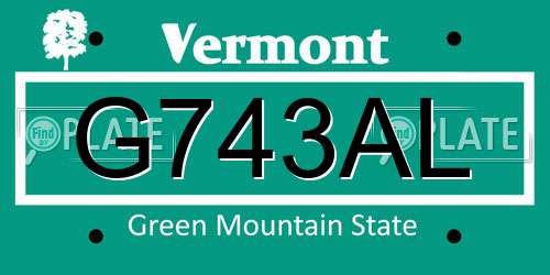G743AL Vermont License Plate