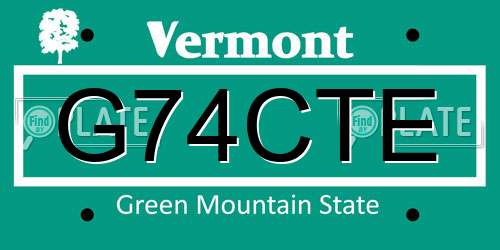 G74CTE Vermont License Plate