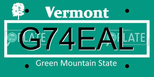 G74EAL Vermont License Plate