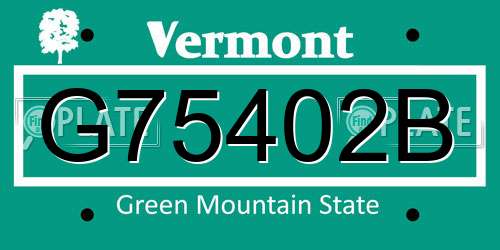 G75402B Vermont License Plate