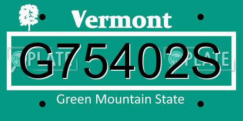 G75402S Vermont License Plate
