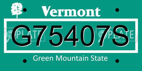 G75407S Vermont License Plate