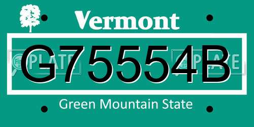 G75554B Vermont License Plate