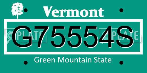 G75554S Vermont License Plate