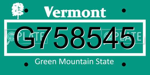 G758545 Vermont License Plate