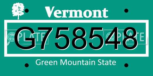 G758548 Vermont License Plate