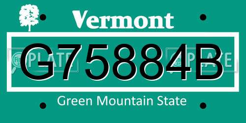 G75884B Vermont License Plate