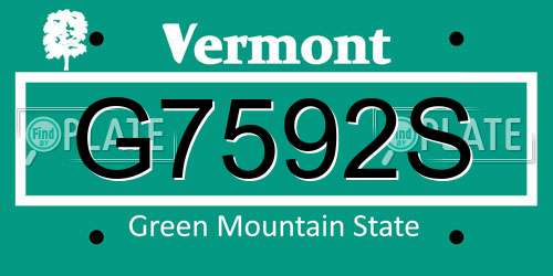 G7592S Vermont License Plate