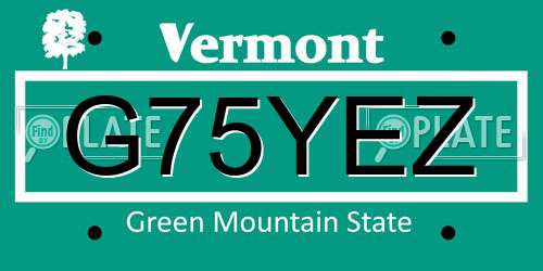 G75YEZ Vermont License Plate