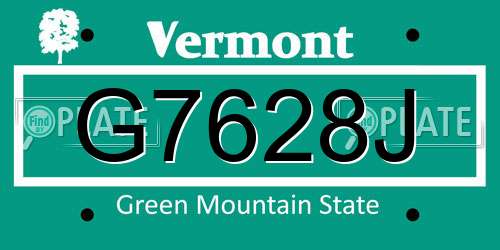 G7628J Vermont License Plate