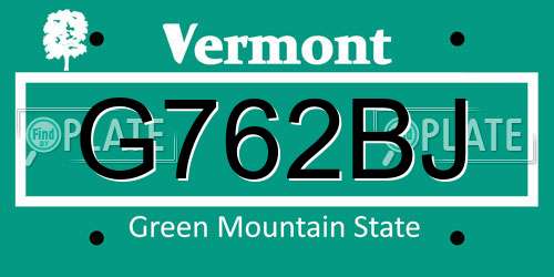 G762BJ Vermont License Plate