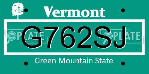 G762SJ Vermont License Plate