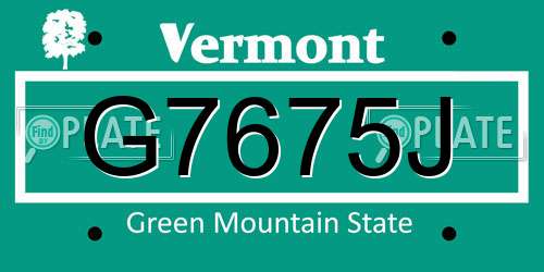 G7675J Vermont License Plate
