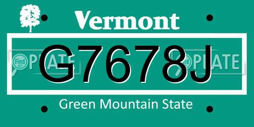 G7678J Vermont License Plate