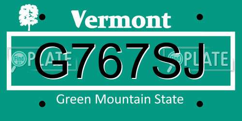 G767SJ Vermont License Plate