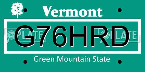 G76HRD Vermont License Plate