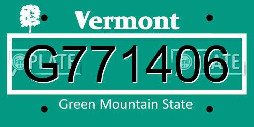 G771406 Vermont License Plate