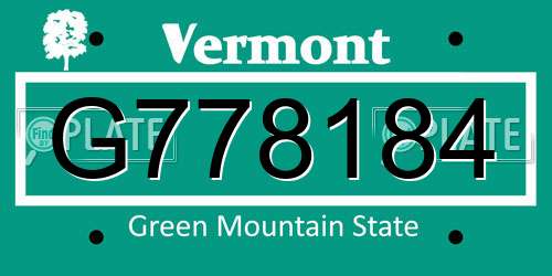 G778184 Vermont License Plate