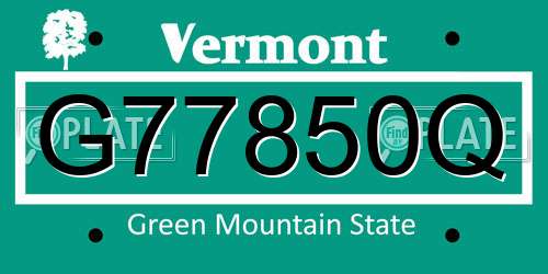 G77850Q Vermont License Plate