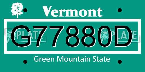 G77880D Vermont License Plate