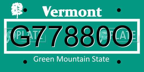 G77880O Vermont License Plate
