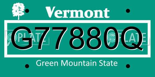 G77880Q Vermont License Plate