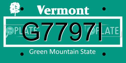 G7797I Vermont License Plate