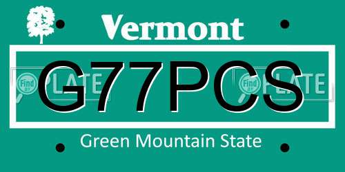 G77PCS Vermont License Plate