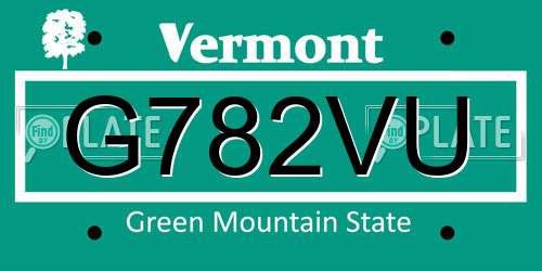 G782VU Vermont License Plate