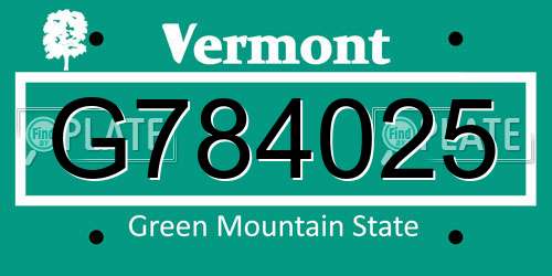 G784025 Vermont License Plate
