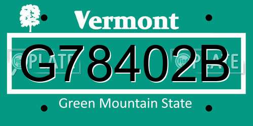 G78402B Vermont License Plate