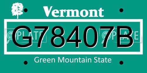 G78407B Vermont License Plate