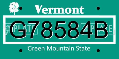 G78584B Vermont License Plate