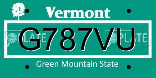 G787VU Vermont License Plate