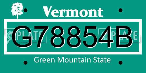 G78854B Vermont License Plate