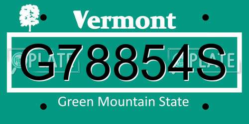 G78854S Vermont License Plate