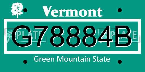 G78884B Vermont License Plate